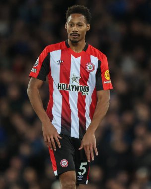 Brentford 'dan Ethan Pinnock Premier League maçında Everton, Brentford' a karşı Goodison Park, Liverpool, İngiltere, 23 Kasım 2024