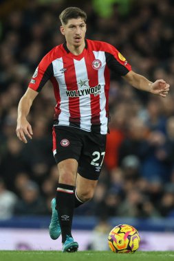 Brentford 'dan Vitaly Janelt Premier Lig maçı sırasında Everton' a karşı Brentford Goodison Park, Liverpool, İngiltere, 23 Kasım 2024
