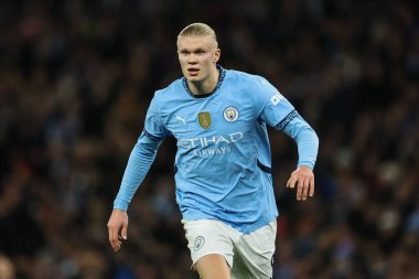 Manchester City 'nin Tottenham Hotspur' a karşı oynadığı Premier League maçında Manchester City 'den Erling Haaland, Etihad Stadyumu, Manchester, İngiltere, 23 Kasım 2024