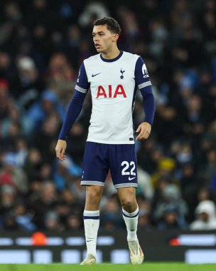 Tottenham Hotspur 'dan Brennan Johnson Premier Lig maçı sırasında Manchester City ile Tottenham Hotspur arasında Etihad Stadyumu, Manchester, İngiltere, 23 Kasım 2024