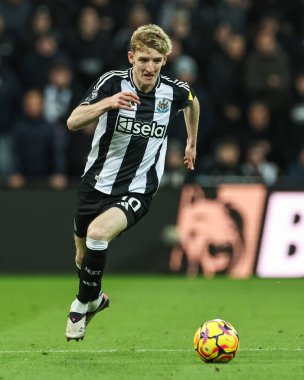 Newcastle United takımından Anthony Gordon, 25 Kasım 2024 'te St. James' s Park, Newcastle 'da oynanan Premier League maçı sırasında topla bir çıkış yaptı.