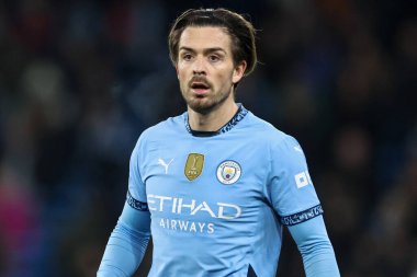 Manchester City 'den Jack Grealish UEFA Şampiyonlar Ligi maçı sırasında Manchester City - Feyenoord Etihad Stadyumu, Manchester, Birleşik Krallık, 26 Kasım 2024