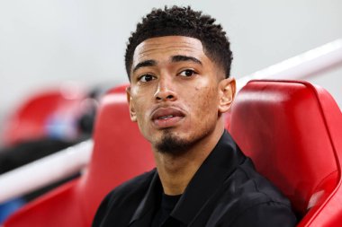 Real Madrid 'den Jude Bellingham, UEFA Şampiyonlar Ligi, Lig Faz MD5 Liverpool Real Madrid Anfield, Liverpool, Birleşik Krallık' ta 27 Kasım 2024 tarihinden önce Anfield 'e geldi.