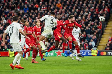 Jude Bellingham of Real Madrid heads the ball on goal during the UEFA Champions League, League Phase MD5 Liverpool v Real Madrid at Anfield, Liverpool, United Kingdom, 27th November 2024 clipart