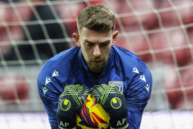 West Bromwich Albion 'dan Alex Palmer 26 Kasım 2024' te İngiltere 'nin başkenti Sunderland' da oynanan Sunderland-West Bromwich Albion maçında maç öncesi ısınma maçında...