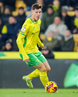 Norwich City 'den Ante Crnac, 26 Kasım 2024' te Norwich City - Plymouth Argyle maçında topla koşuyor.