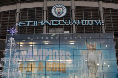 Etihad Stadyumu 'nun UEFA Şampiyonlar Ligi maçı sırasında Manchester City ile Feyenoord arasında 26 Kasım 2024' te Etihad Stadyumu 'nda genel bir görünümü