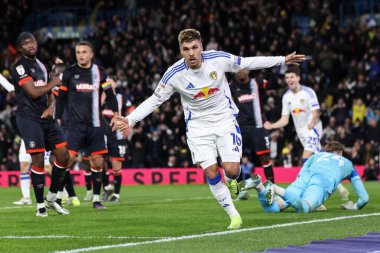 Leeds United takımından Jol Piroe 27 Kasım 2024 'te Leeds Road, Leeds, İngiltere' de oynanan Sky Bet Luton Town maçında 2-0 'lık galibiyet golünü kutluyor.