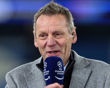 Stuart Pearce in a pre-game interview attendance during the UEFA Champions League match Manchester City vs Feyenoord at Etihad Stadium, Manchester, United Kingdom, 26th November 2024 clipart