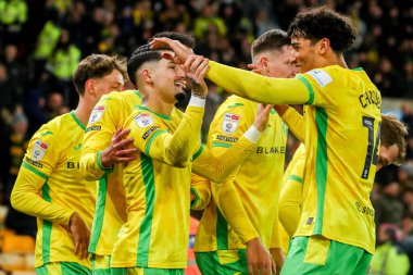 Norwich City 'den Borja Sainz, 26 Kasım 2024' te Norwich City, Norwich Road, Norwich 'te Plymouth Argyle' a karşı oynanan Gökyüzü İddia Şampiyonası maçında takım arkadaşlarıyla yaptığı hat-trick 'i 4-1 kazanarak kutluyor.
