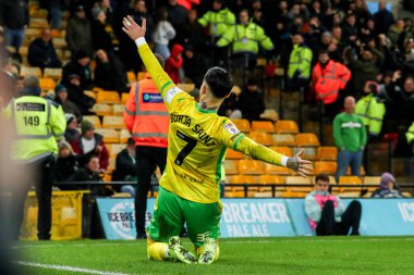 Norwich City 'den Borja Sainz, 26 Kasım 2024' te Norwich City, Norwich Road, Norwich, İngiltere 'de Plymouth Argyle' a karşı oynanan Gökyüzü İddia Şampiyonası karşılaşmasında hat-trick 'ini 4-1 yapmak için kutluyor.