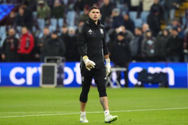 Aston Villa takımından Emiliano Martnez, UEFA Şampiyonlar Ligi, Lig Faz MD5 karşılaşması öncesinde Villa Park 'ta Aston Villa ile Juventus karşılaşması, Birmingham, Birleşik Krallık, 27 Kasım 2024