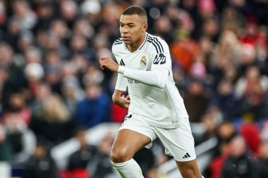 Real Madrid 'den Kylian Mbapp, UEFA Şampiyonlar Ligi, Lig Faz MD5 Liverpool Real Madrid Anfield, Liverpool, Birleşik Krallık, 27 Kasım 2024 tarihinde eylemde.
