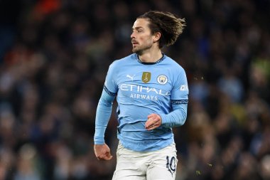 Manchester City 'den Jack Grealish UEFA Şampiyonlar Ligi maçı sırasında Etihad Stadyumu' nda Manchester City Feyenoord 'a karşı, 26 Kasım 2024