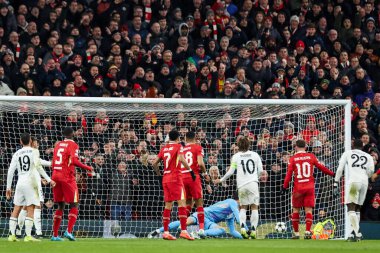 Liverpool 'dan Cody Gakpo UEFA Şampiyonlar Ligi, Lig Faz MD5 Liverpool Real Madrid maçında Anfield, Liverpool, Birleşik Krallık' ta 27 Kasım 2024 tarihinde 2-0 berabere kaldı.