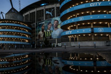 A general view of the Etihad Stadium during the UEFA Champions League match Manchester City vs Feyenoord at Etihad Stadium, Manchester, United Kingdom, 26th November 2024 clipart