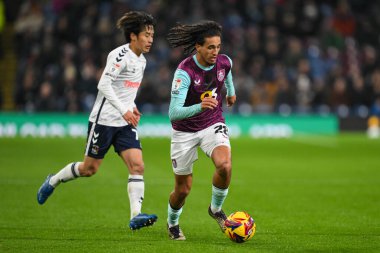 Hannibal Mejbri of Burnley makes a break with the ball  during the Sky Bet Championship match Burnley vs Coventry City at Turf Moor, Burnley, United Kingdom, 26th November 2024 clipart