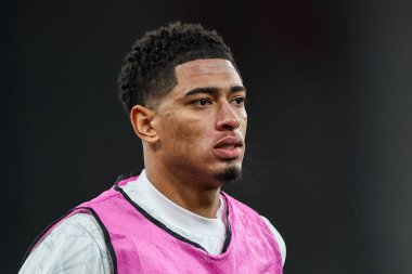 Real Madrid 'den Jude Bellingham, UEFA Şampiyonlar Ligi, Lig Faz MD5 Liverpool Real Madrid Anfield, Liverpool, Birleşik Krallık' ta 27 Kasım 2024 tarihinden önce ısındı.