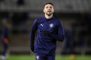 Blackpool 'dan James Husband maç öncesi ısınma maçında Bristol Rovers' a karşı Blackpool, Bristol Stadyumu, İngiltere, 26 Kasım 2024
