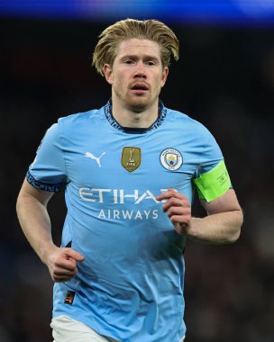 Manchester City 'den Kevin De Bruyne UEFA Şampiyonlar Ligi maçı sırasında Etihad Stadyumu' nda Manchester City Feyenoord 'a karşı, 26 Kasım 2024