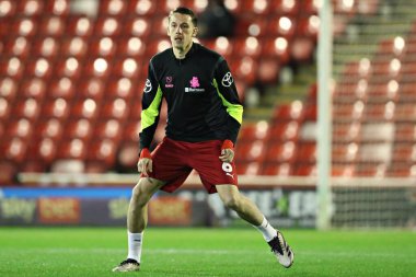 Barnsley 'den Mael De Gevigney, Sky Bet 1 maçından önce Oakwell, Barnsley' de Barnsley 'e karşı.