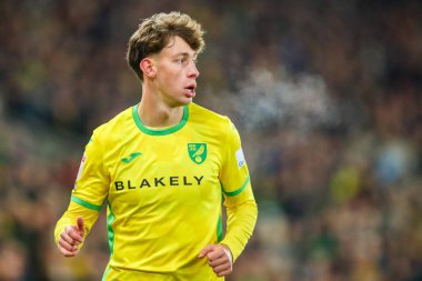 Oscar Schwartau of Norwich City in action during the Sky Bet Championship match Norwich City vs Plymouth Argyle at Carrow Road, Norwich, United Kingdom, 26th November 2024 clipart