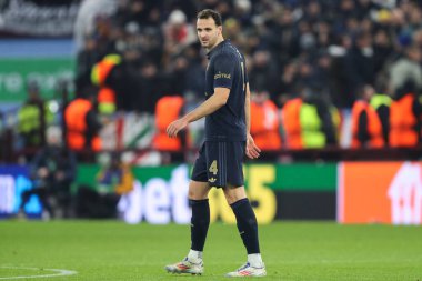Juventus Federico Gatti UEFA Şampiyonlar Ligi, Lig Faz MD5 maçı sırasında Aston Villa Juventus 'a karşı Villa Park, Birmingham, İngiltere