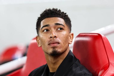 Real Madrid 'den Jude Bellingham, UEFA Şampiyonlar Ligi, Lig Faz MD5 Liverpool Real Madrid Anfield, Liverpool, Birleşik Krallık' ta 27 Kasım 2024 tarihinden önce Anfield 'e geldi.