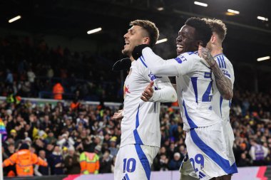 Leeds United takımından Jol Piroe, İngiltere 'nin Leeds kentindeki Leeds Road' da oynanan Sky Bet Şampiyonası maçında 2-0 'lık galibiyetini kutluyor.