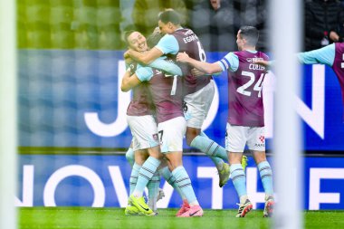 Burnley 'den Jeremy Sarmiento, Burnley, Burnley, İngiltere' deki Burnley-Coventry City maçında 1-0 'lık galibiyet golünü kutluyor.