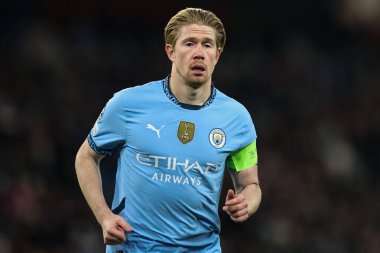Manchester City 'den Kevin De Bruyne UEFA Şampiyonlar Ligi maçı sırasında Etihad Stadyumu' nda Manchester City Feyenoord 'a karşı.