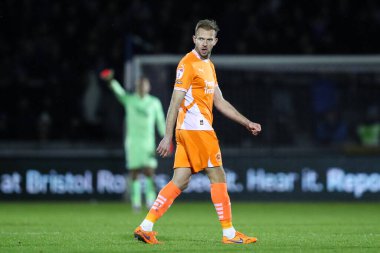 Blackpool takımından Jordan Rhodes, Bristol Rovers 'a karşı Blackpool maçında Bristol Stadyumu, Bristol, İngiltere, 26 Kasım 2024