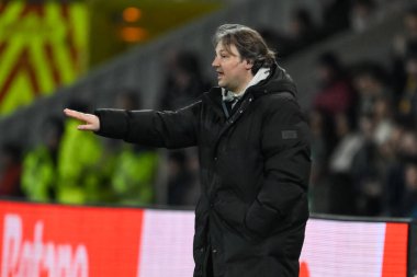 Craig Harrison Head coach of The New Saints F.C. gives his team instructions during the UEFA Conference League - League Stage match The New Saints vs Djurgrden at Croud Meadow, Shrewsbury, United Kingdom, 28th November 2024 clipart