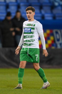 The New Saints F.C. 'den Josh Daniels. UEFA Konferans Ligi - Lig Stage maçı sırasında The New Saints vs Djurgrden Croud Meadow, Shrewsbury, Birleşik Krallık, 28 Kasım 2024