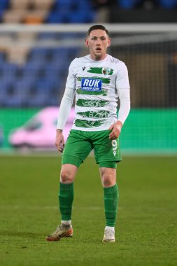 The New Saints F.C. 'den Declan Mcmanus. UEFA Konferans Ligi - Lig Stage maçı sırasında The New Saints vs Djurgrden Croud Meadow, Shrewsbury, Birleşik Krallık, 28 Kasım 2024