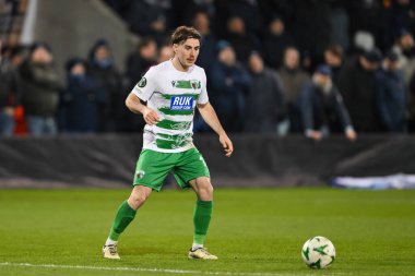 The New Saints F.C. 'den Dan Williams. UEFA Konferans Ligi - The New Saints vs Djurgrden - Croud Meadow, Shrewsbury, Birleşik Krallık, 28 Kasım 2024