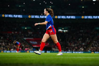 Birleşik Devletler 'den Sam Coffey, 30 Kasım 2024' te Wembley Stadyumu 'nda oynanan Uluslararası Kadınlar Dostluk karşılaşmasında İngiltere' ye karşı.