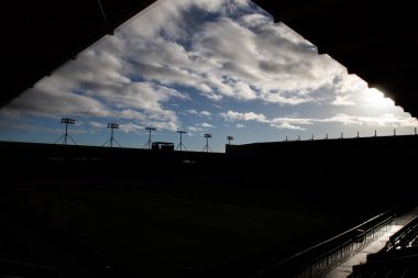 Bloomfield Road 'da, Blackpool' un evi, 21 Aralık 2024 'te Birleşik Krallık' ın Blackpool şehrindeki Bloomfield Road 'da oynanan Blackpool FA Cup 2. Raund karşılaşması öncesinde genel bir manzara.