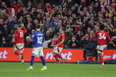 Nottingham Ormanı 'ndan Chris Wood 30 Kasım 2024' te İngiltere 'nin Nottingham kentinde oynanan Premier League maçı Nottingham Forest-Ipswich Town maçında 1-0' lık galibiyetini kutluyor.