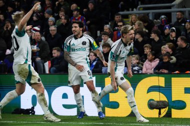 Newcastle United takımından Anthony Gordon, 30 Kasım 2024 'te İngiltere' nin Selhurst Park kentinde oynanan Crystal Palace - Newcastle United maçında 0-1 'lik galibiyet golünü kutluyor.