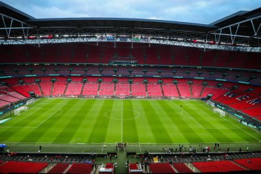 Wembley Stadyumu 'nun, 30 Kasım 2024' te Wembley Stadyumu 'nda İngiltere' ye karşı oynanan Uluslararası Kadınlar Dostluk karşılaşması öncesinde genel bir görüntüsü.