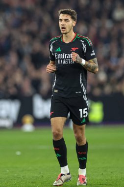 Arsenal 'den Jakub Kiwior Premier Lig maçına çıkıyor. West Ham United, Londra Stadyumu' nda Arsenal 'e karşı. 30 Kasım 2024.