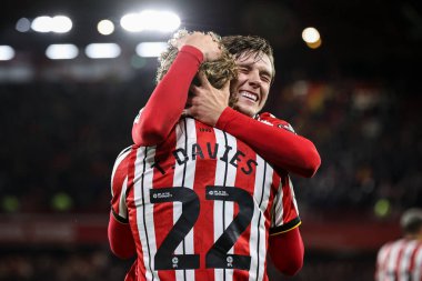 Sheffield United takımından Tom Davies, 29 Kasım 202 'de Bramall Lane, Sheffield, İngiltere' de oynanan Sky Bet Şampiyonası maçında golünü 1-0 atmasını kutluyor.