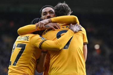 Wolverhampton Wanderers takımından Jrgen Strand Larsen, 30 Kasım 2024 tarihinde Wolverhampton Wanderers ile Bournemouth arasında oynanan Premier League maçında 1-1 kazanma hedefini kutluyor.