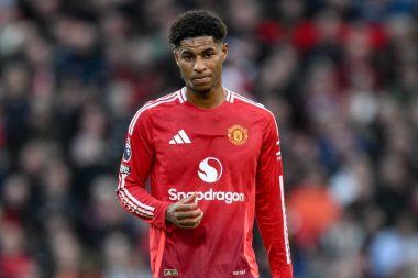 Manchester United 'ın Everton' a karşı oynadığı Premier League maçında Manchester United 'dan gol kralı Marcus Rashford 1 Aralık 2024