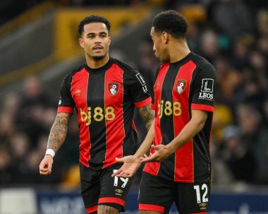 Bournemouth 'dan Tyler Adams, 30 Kasım 2024 tarihinde İngiltere' nin Wolverhampton, Wolverhampton 'da oynanan Premier League karşılaşmasında Bournemouth' dan Justin Kluivert ile konuştu.