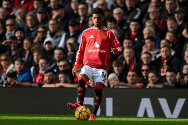 Amad Diallo of Manchester United with the ball during the Premier League match Manchester United vs Everton at Old Trafford, Manchester, United Kingdom, 1st December 2024 clipart