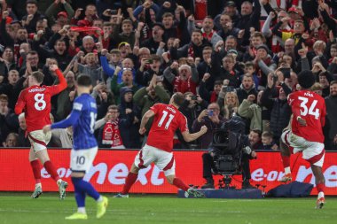 Nottingham Ormanı 'ndan Chris Wood 30 Kasım 2024' te İngiltere 'nin Nottingham kentinde oynanan Premier League maçı Nottingham Forest-Ipswich Town maçında 1-0' lık galibiyetini kutluyor.