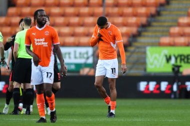 Blackpool 'dan Ashley Fletcher, 1 Aralık 2024' te İngiltere 'nin Blackpool kentinde oynanan Blackpool-Birmingham City karşılaşmasında takımının kaybedişine tepki gösterdi.