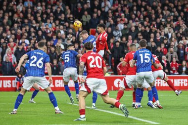 Nottingham Ormanı 'ndan Morgan Gibbs-White 30 Kasım 2024' te İngiltere 'nin Nottingham City Ground kentinde oynanan Premier League maçında Nottingham Forest Ipswich Town' a karşı oynadığı maçta topa gol attı.